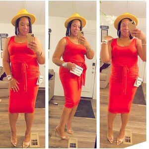 Lexi’s Coral Plus Size Bodycon Dress